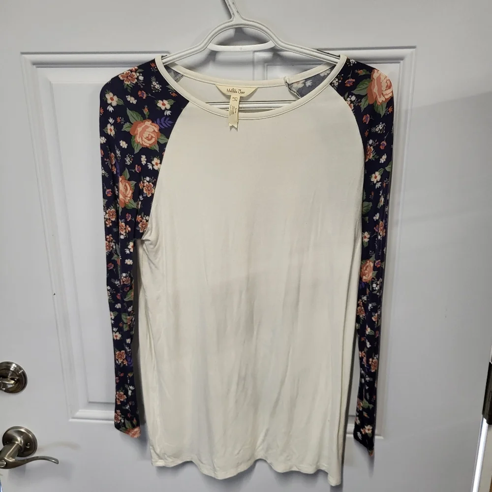 Matilda Jane Women's Out Of The Park Navy Floral Ivory Tee Size‎ S - Picture 6 of 7